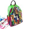Mochila de couro feminina retrô vento, emenda de couro de vaca colorida, mochila versátil para lazer e viagem, grande capacidade