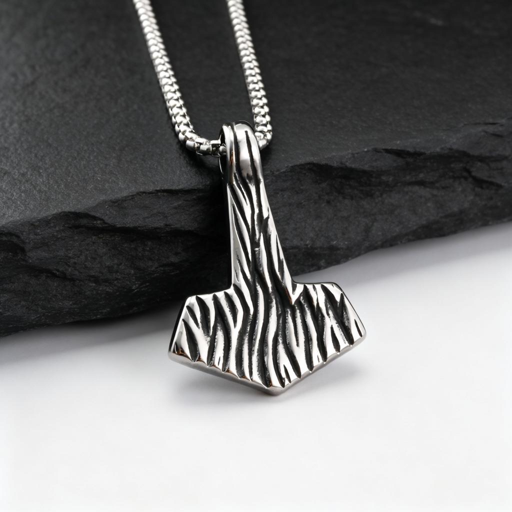 Retro Unique Hammer Necklace for Men,Stainless Steel Punk Pendant Necklace,Birthday Father's Day Gift for Him