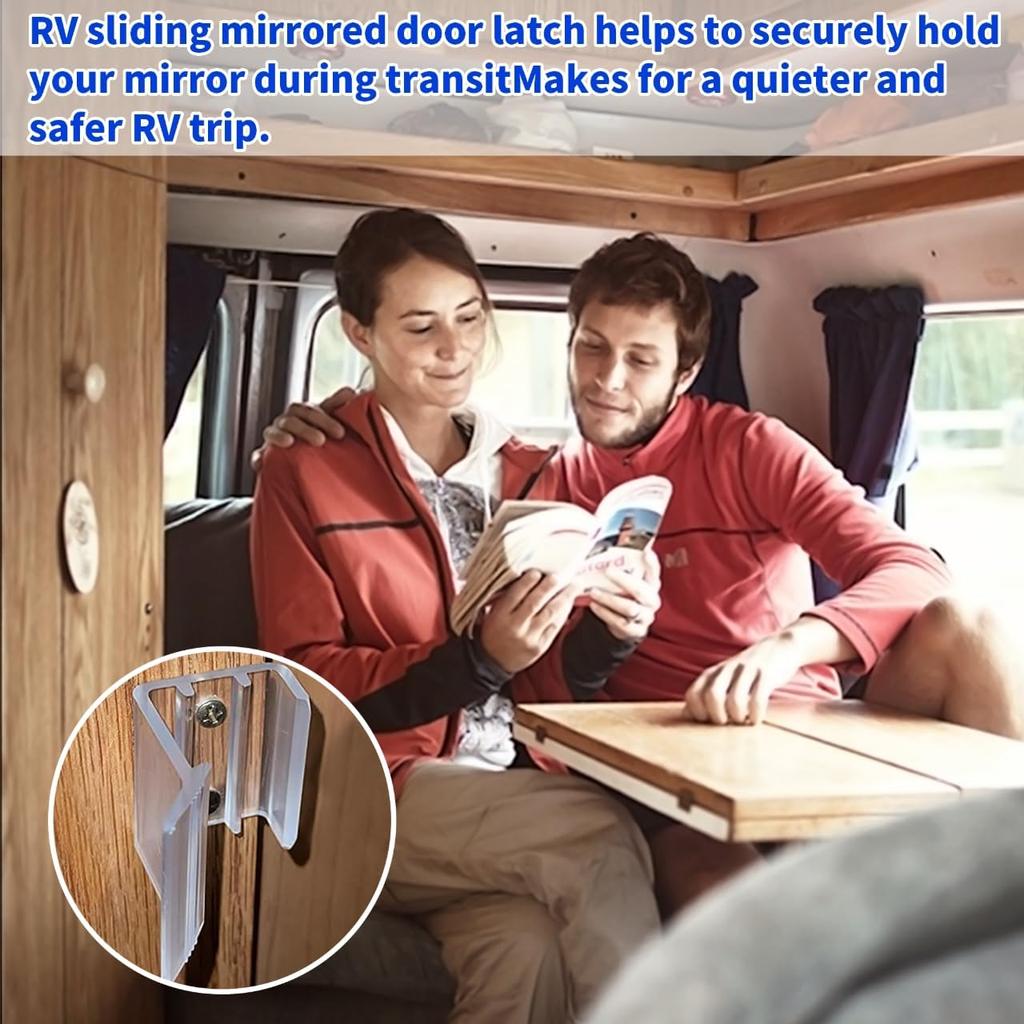 2PCS RV Sliding Mirrored Door Latch - H527 Universal Sliding Mirror Door Latch Replacement Hardware For Rv Motorhomes Campers