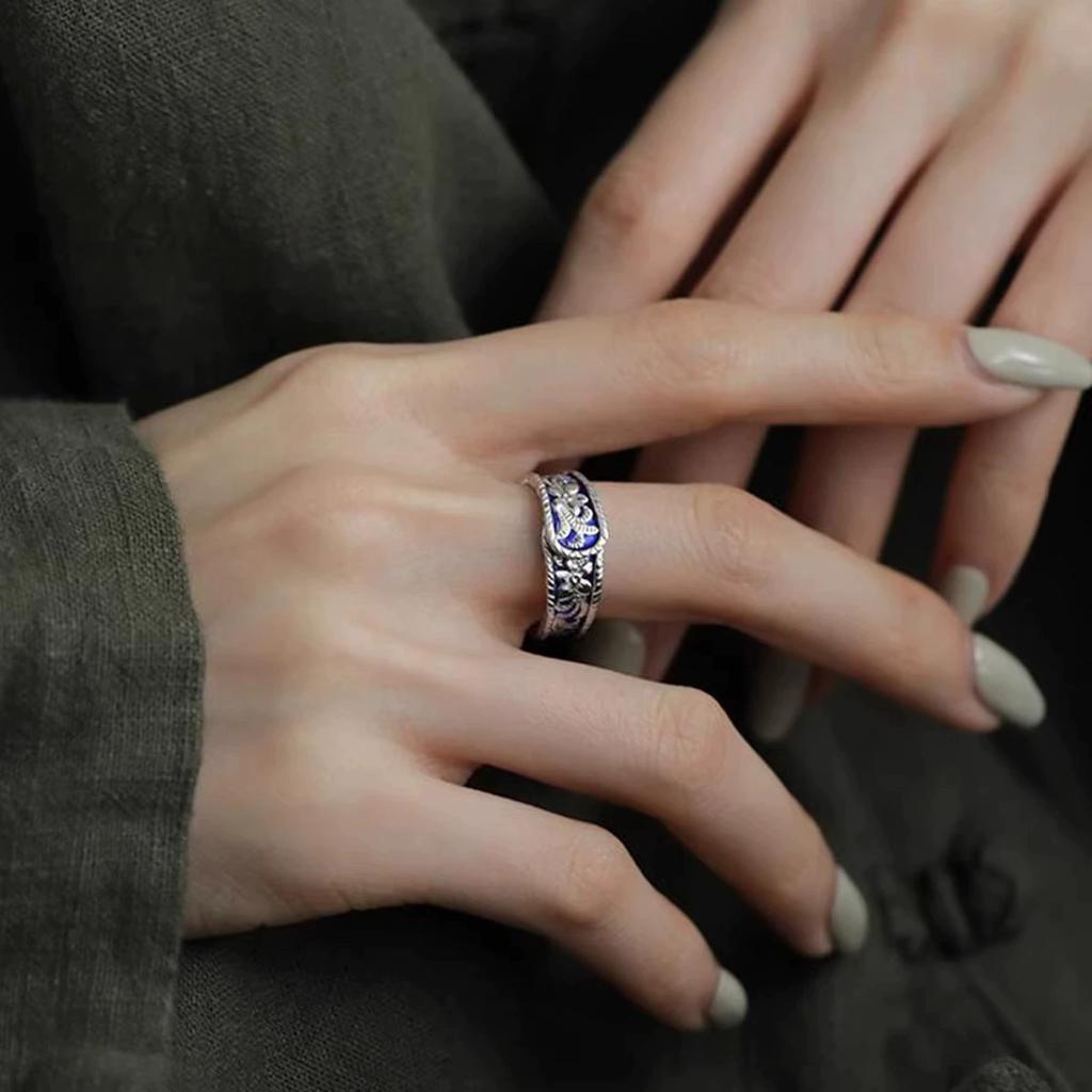 Chinese Style Flower Pattern Adjustable Open Rings For Women Fashion New Jewelry Gift Party Daily Wholesale Anillos