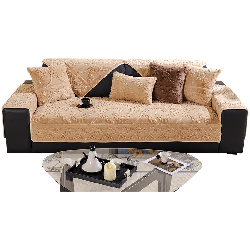 Nordic Premium Sofa Cushion Autumn And Winter Plush Fixed Non-Slip Cover  New Leather Sofa Seat Cushion Cover