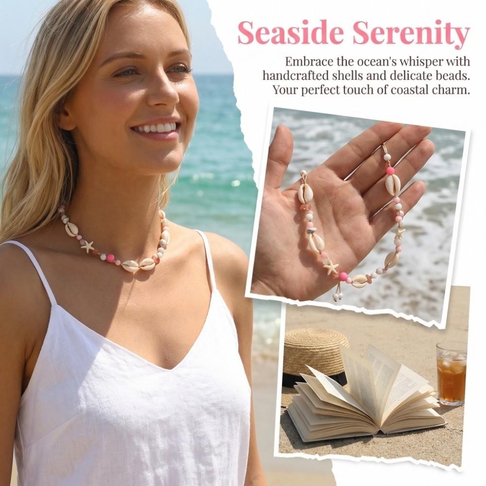 Ornaments Shell Starfish Necklace Adjustable Beach Beaded Necklace Bohemian Shell Necklace  Daily