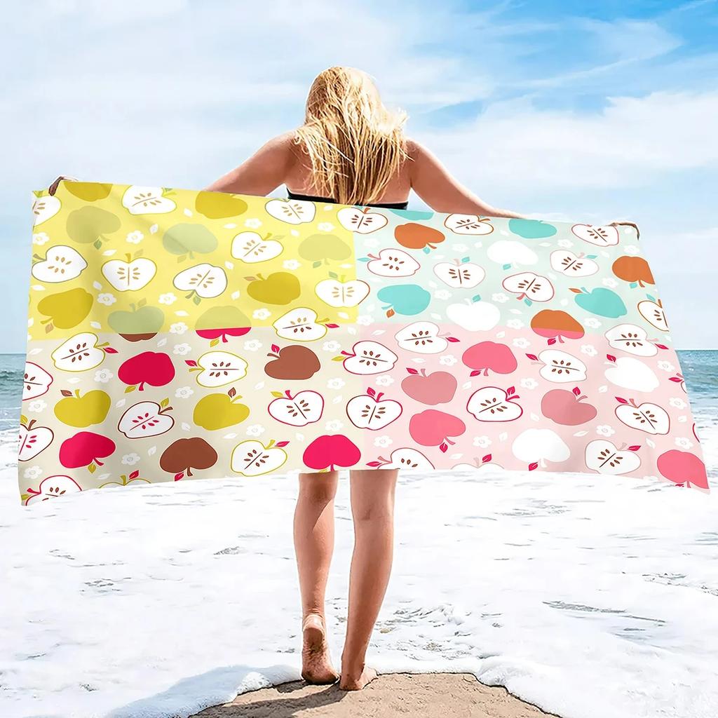 Cute Apple Beach Towel Microfiber Cartoon Fruit Bath Towel Quick Dry Sand Free Towels For Swimming Pool Beach Yoga Travel Sport