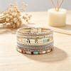 Geflochtenes Armband Mehrschichtig Bohemian Kunstlederseil mit quadratischen Steinen Perlen Boho Handgelenkzubehör