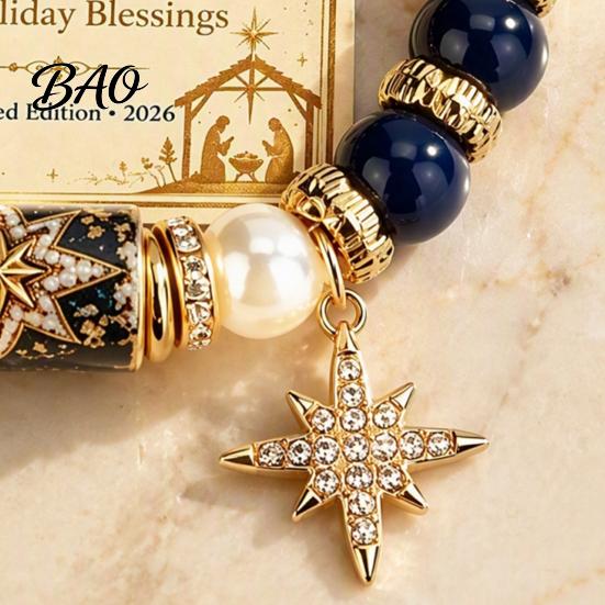 Festive Snowman Jewelry Christmas Bracelets for Women, Beaded Charm Stretch Bracelet with Party Decorative Accessory Card, Holiday Gift Stocking