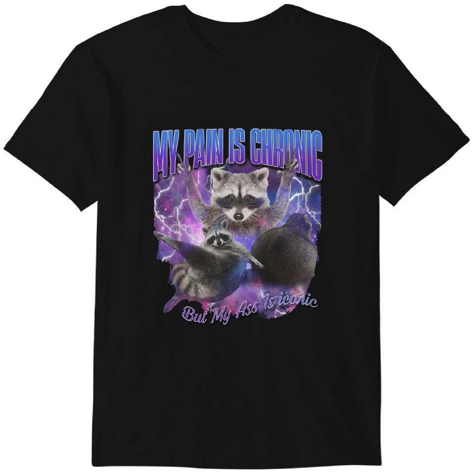 

My Pain Is Chronic Vintage Bootleg Tshirt, Funny Racoon Shirt, 90s Retro Racoon Tee Classic T-shirt 4XL