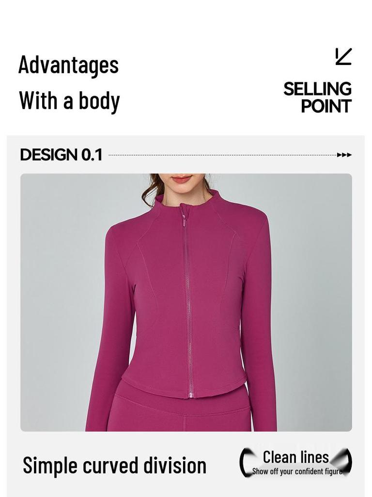 European & American Slim Fit Yoga Wear: Women's Long-Sleeve Zipper Cardigan for Autumn & Winter Running and Fitness.