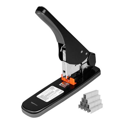 Amazon Basics 210 Effortless Black Stapler, Tabletop, Large, Strong, Sheets, Arm,