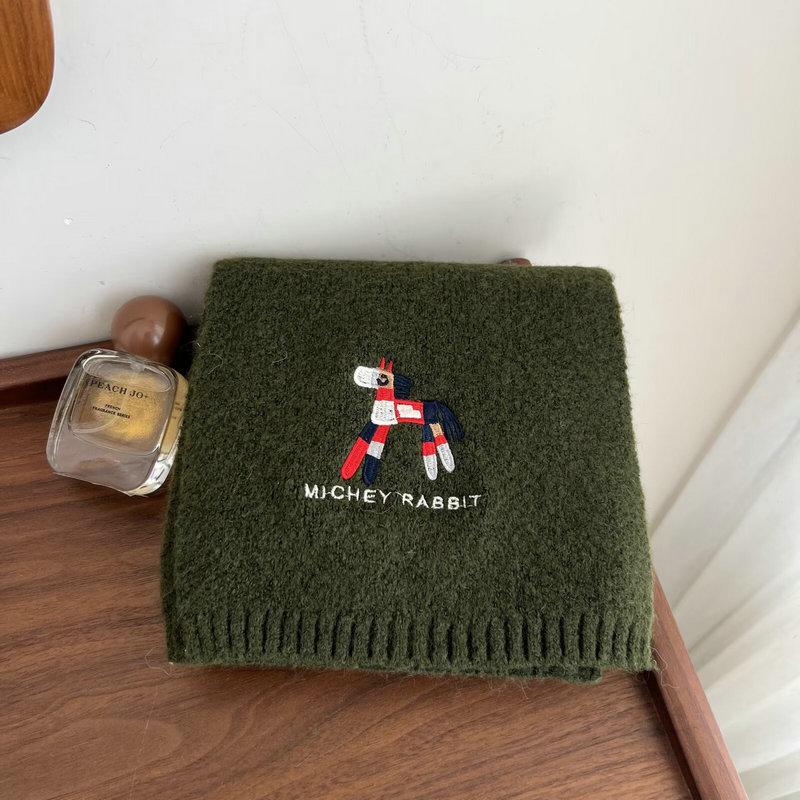 Korean Cute Pony Embroidered Scarf Women's Winter Fashion Versatile Atmosphere Warm and Cold Knitted Scarf Couple