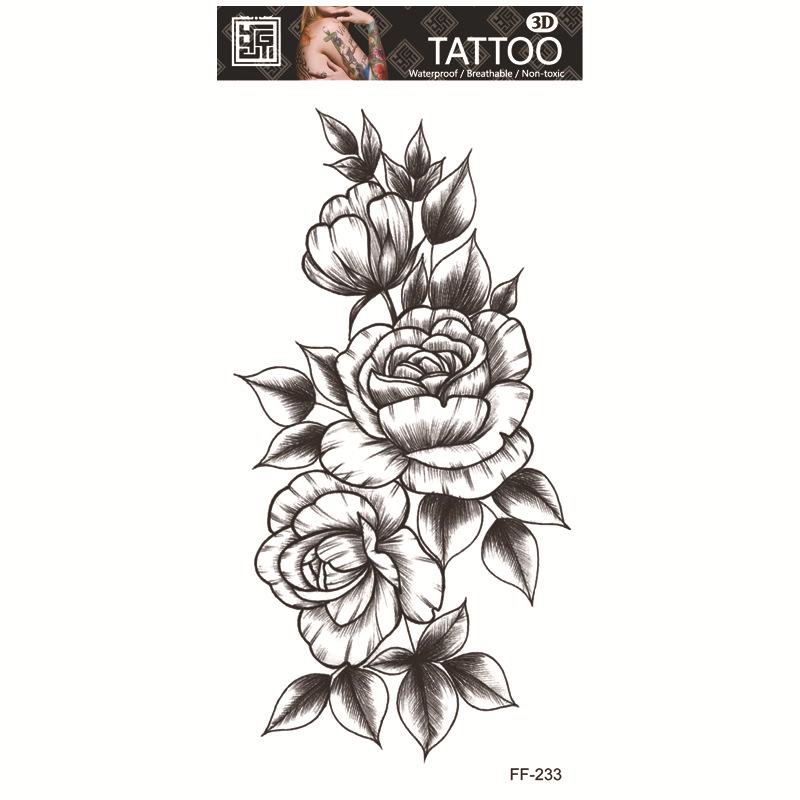 Adesivi per tatuaggi impermeabili Yuanhua - Totem con testa di lupo e disegni di testo arabo