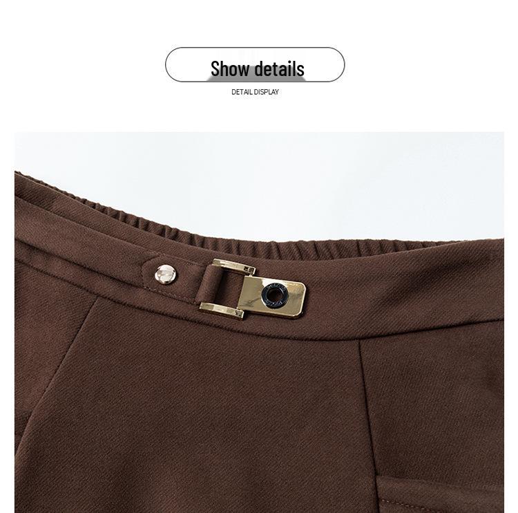 Women's Patchwork High Waist Slimming Long Skirt - Coffee, Large Size, Spring/Autumn 2026