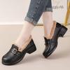 Women's Black Waterproof Non-Slip Thick Sole Velvet-Lined Casual Loafers
