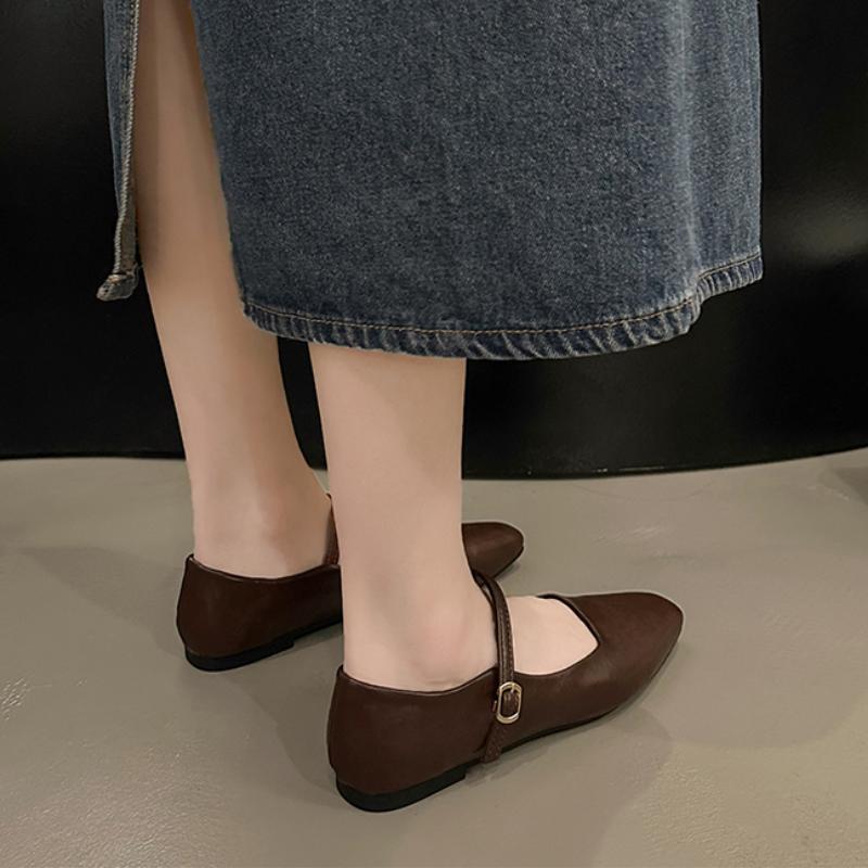Léto Novinka Značka Ženy Ploché Móda Čtvercová špička Mělká Boty Mary Jane Měkké Ležérní Baletní boty Boty se zapínáním