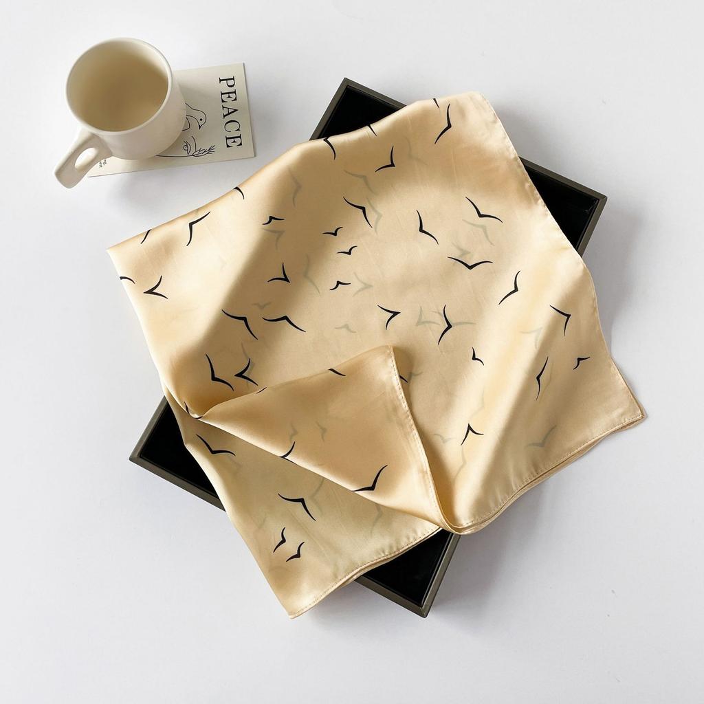 Simulated Silk Silk Scarf Square Scarf Women's Korean Edition Fashion Letter Printed Small Square Scarf Workplace Decoration Scarf
