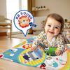 Pernuță Montessori pentru Timpul pe Burtă cu Inele de Mestecat, Zornăitoare și Covoraș Scârțâitor Jucărie Senzorială Moale pentru Bebeluși pentru Antrenamentul Capului și Târârii 0-12 Luni