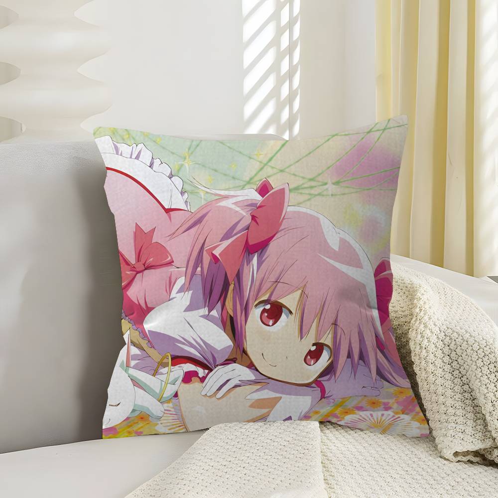 M-Madoka-Magica Pillow Covers Cartoon Sofa Decorative Home Double-sided Printing Short Plush Cute Cushion Cover