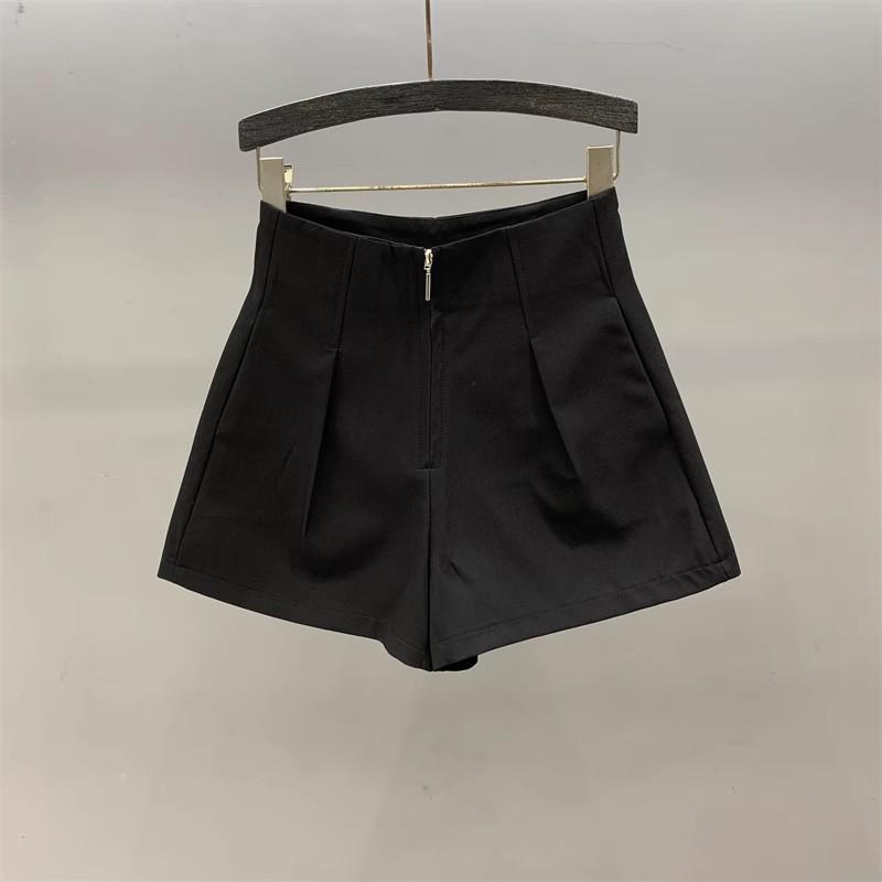 2025 Summer Women's High Waist A-line White Suit Shorts - Versatile, Slimming, Casual Wide Leg Fit