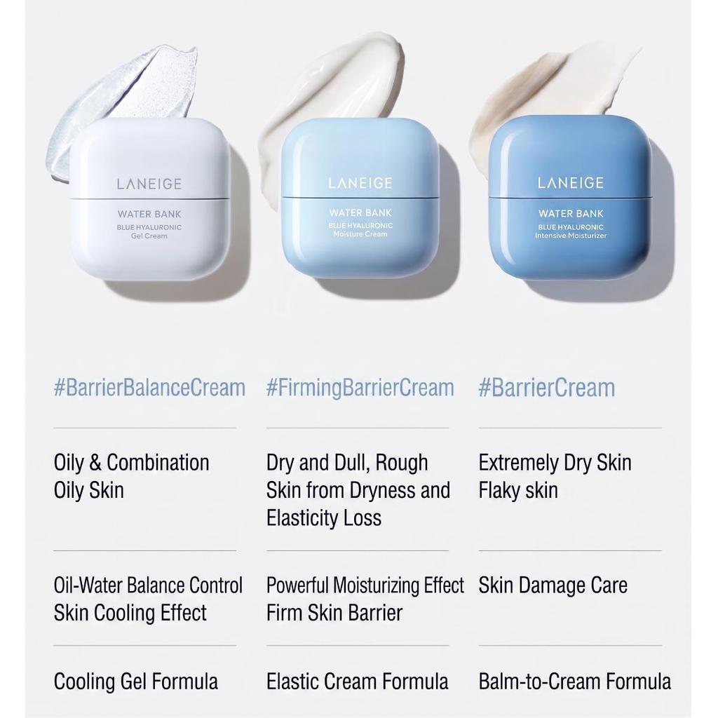 LANEIGE Water Bank Blue Hyaluronic Moisture Cream 50ml + Serum 50ml Set - Deep Hydration