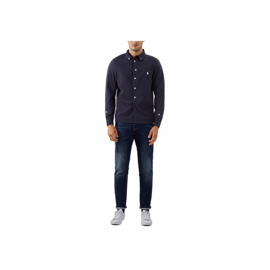 Polo Ralph Lauren Shirt Ss23 Casual Solid Long Sleeve Navy Blue Men shirts 323914506-001