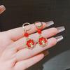 Chinese Style National Style New Dragon Chinese Style Red Earrings Niche Design Versatile Sweet Earrings Light Luxury Personalized Earrings