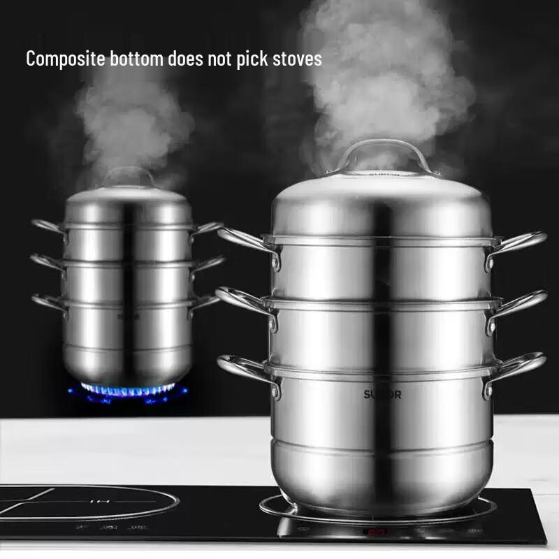 Supor 304 Stainless Steel 3-Layer Multi-Function Steamer Pot