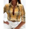 Boutique Pattern Printed Button Long Sleeve Women's Shirt Vintage Elegant Office Fashion Large Size Women's Daily Lapel Shirt