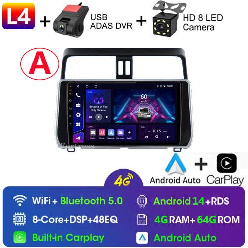 For Toyota Land Cruiser Prado 150 2018 2019 - 2022 Carplay 360 Camera Auto Android 13Car Radio Multimedia Player GPS Stereo Wifi