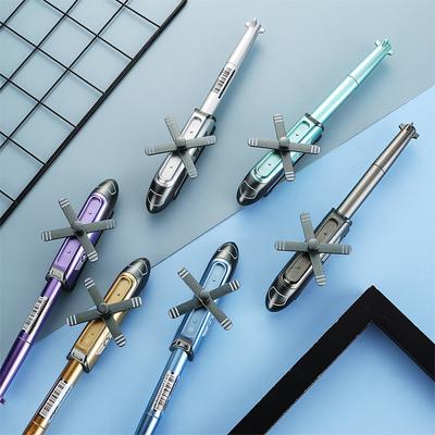 Penna gel creativa in metallo per elicottero da 0,5 mm, novità per la scrittura di giocattoli per bambini, cancelleria