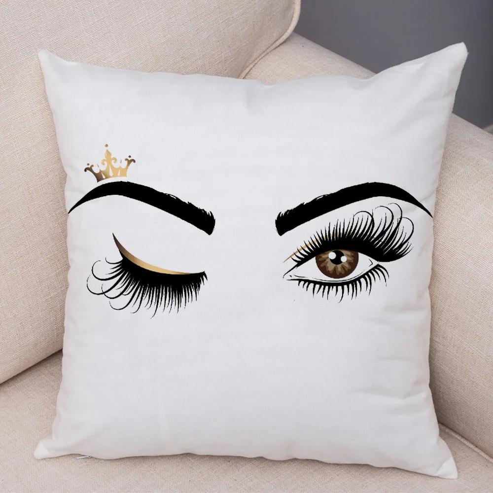 Home Decor Sexy Women Eyelash Pillow Cover Sofa Car Cartoon Eyes Print Cushion Cover Pillow Cover Funda De Almohada