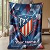Custom Text Flannel Throw Blanket, Lightweight Cozy Bed Sofa BlanketAtletico Madrid