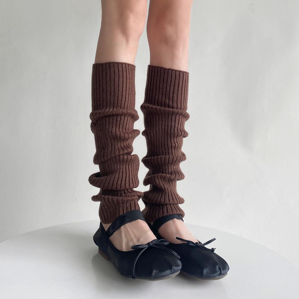 Wool Knit Leg Warmers Winter Autumn Japanese JK Style Slouchy Socks for Girls Solid Color Calf Socks Thermal Layering Essential