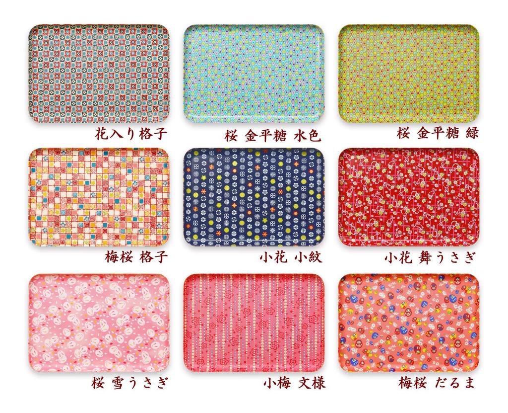 Tatsucraft Yuzen Washi Paper Tray, Large, 39cm, Small Floral Pattern, Dishwasher Safe, Stylish Plastic Tray, Deep, Square, Rectangular, Western,