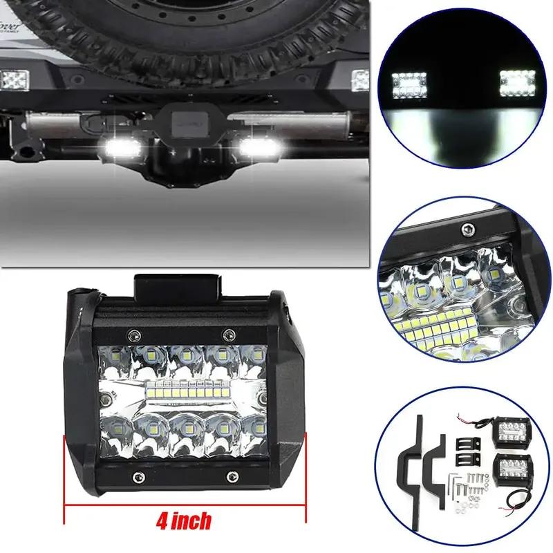 4 Inch 60W Work Light Spot Flood Offroad Car Lights Bar with Universal Trailer Tow Hitch Mount Bracket for Pickup Truck Van