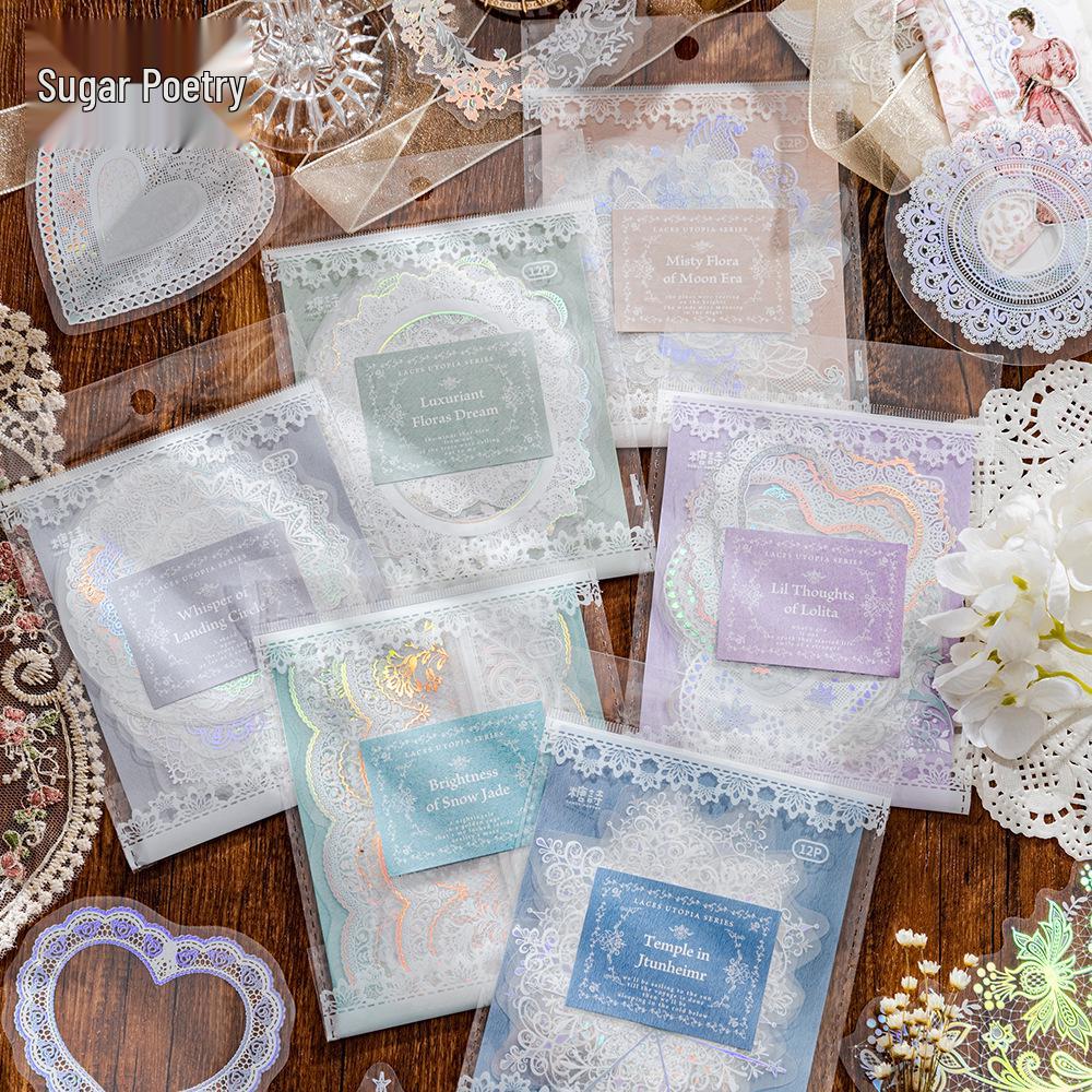 Silver Lace Utopia Sticker Pack: 6 Styles for DIY Journals