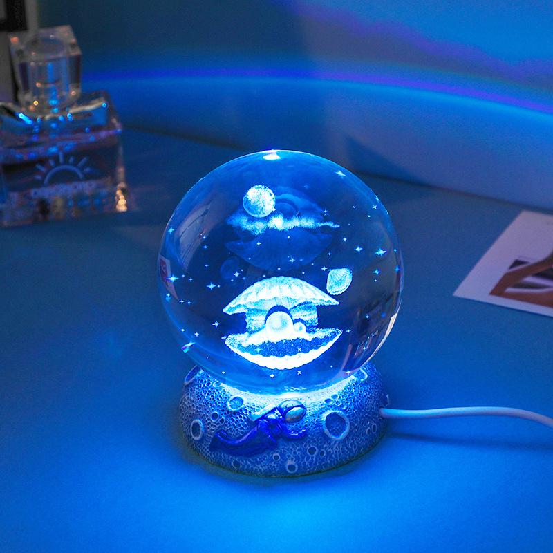 3D Crystal Ball Night Light - Creative Luminous Desktop Ornament, Perfect Gift for Boys, Students' Birthdays