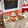 1pc Christmas Snowman Rug Suitable for Xmas, Retro Farmhouse Floor with Backing, Machine Washable Entryway, Plaid Gift Box & Snowflake, Winter Seasona