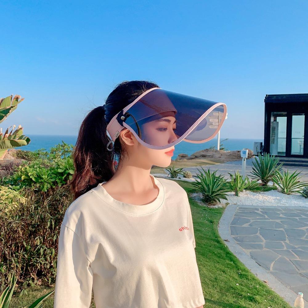 

Солнцезащитная кепка UPF50+ Регулируемая шляпа от солнца Модная прозрачная шляпа-козырек от солнца Для улицы розовый