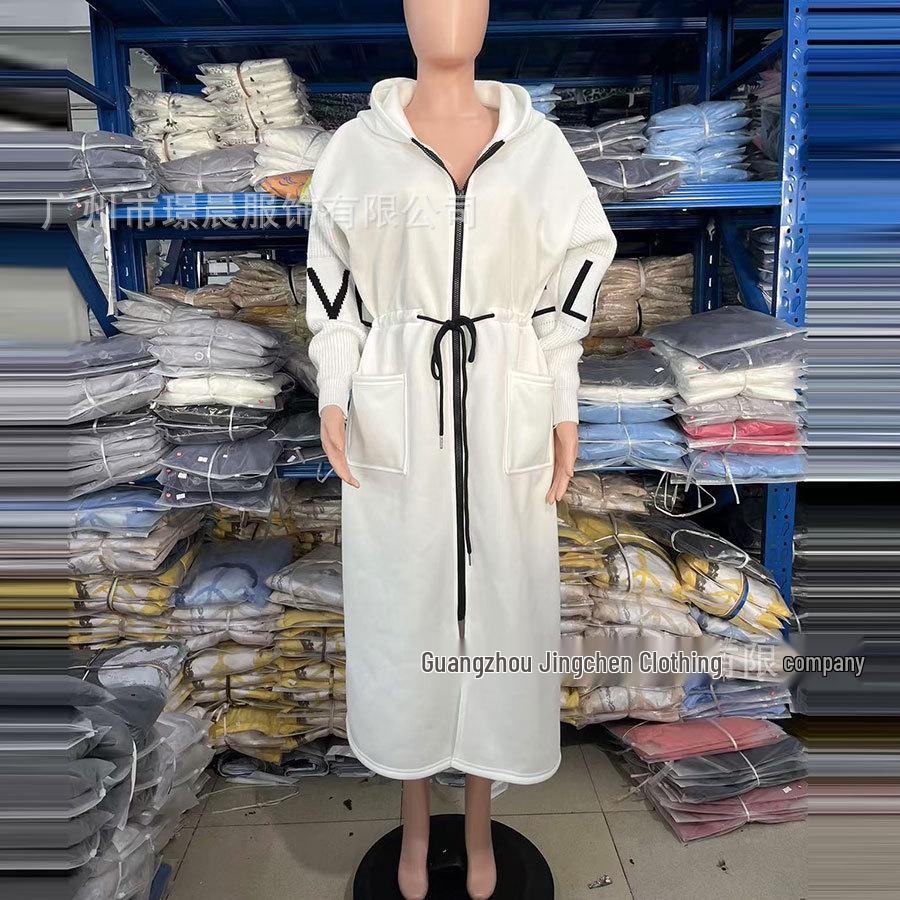 2024 Autumn/Winter European & American Women's Casual Hooded Spliced Coat