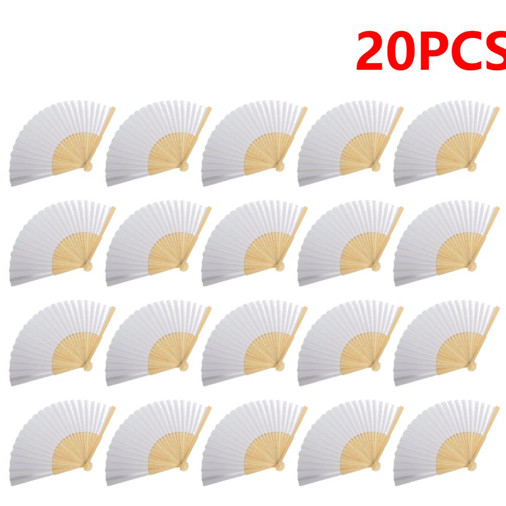 50/1pcs DIY Paper Bamboo Folding FanAdults Kid Hand Fans Calligraphy Painting Practice Blank White Fan for Wedding Room Decor