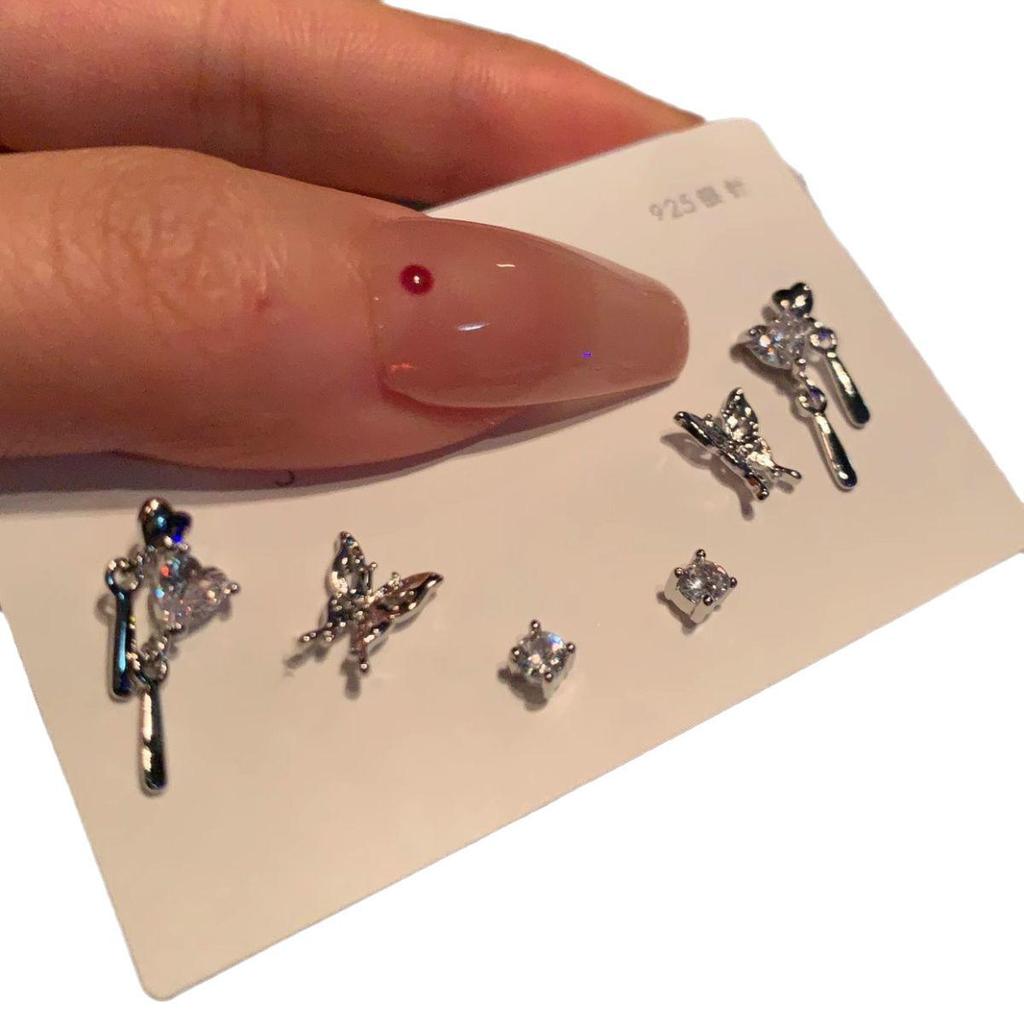 Liquid Butterfly 6-Piece Stud Earring Set: 2024 Trendy High-End Ear Jewelry for Women