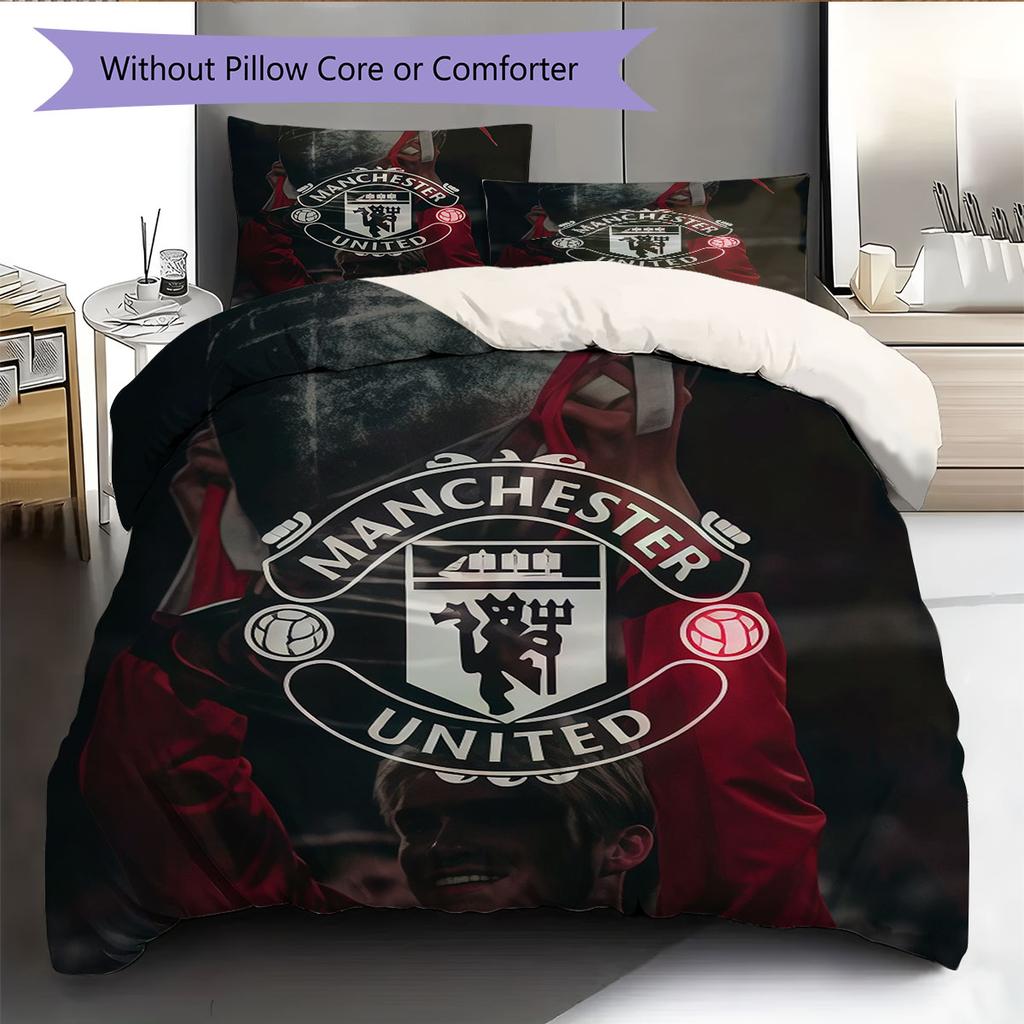Jednoduchá MUFC Dekorace Sada povlečení s přikrývkou Potah na přikrývku Povlak na polštář Domácí dekorace Dárek k narozeninám (1 * povlak na peřinu + 2 * povlak na polštář, bez jádra)