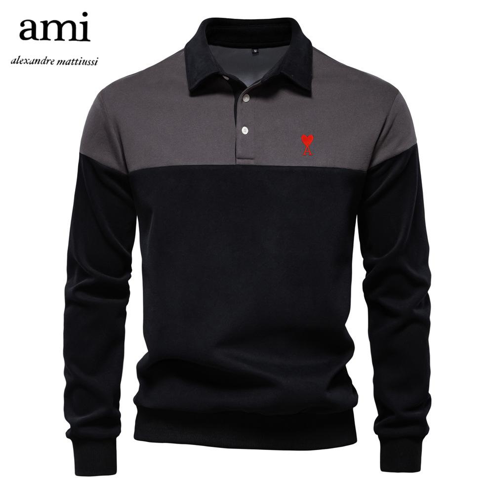 AMI Besticktes Frühling Neues Langarm Polo-Kragen Sweatshirt Herren Übergröße Hohe Qualität Lässig Herren Sweatshirt