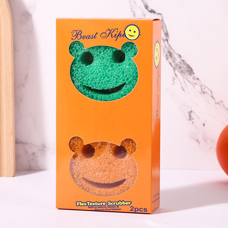 Douyin Smiley Magic Cleaning Sponge – Loofah-Style Honeycomb Kitchen Dish Sponge