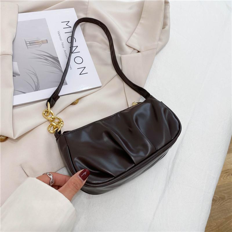 

Solid Color Pleated Cloud Armpit Bag Fashionable Women s Handbag New Design Chain Shoulder Armpit Bag Women s Shoulder Bag