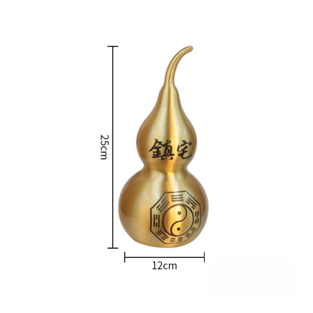 Feng Shui Brass Gourd with Bagua Symbol | DoubleLobed Shape, Calabash YinYang Motif, for