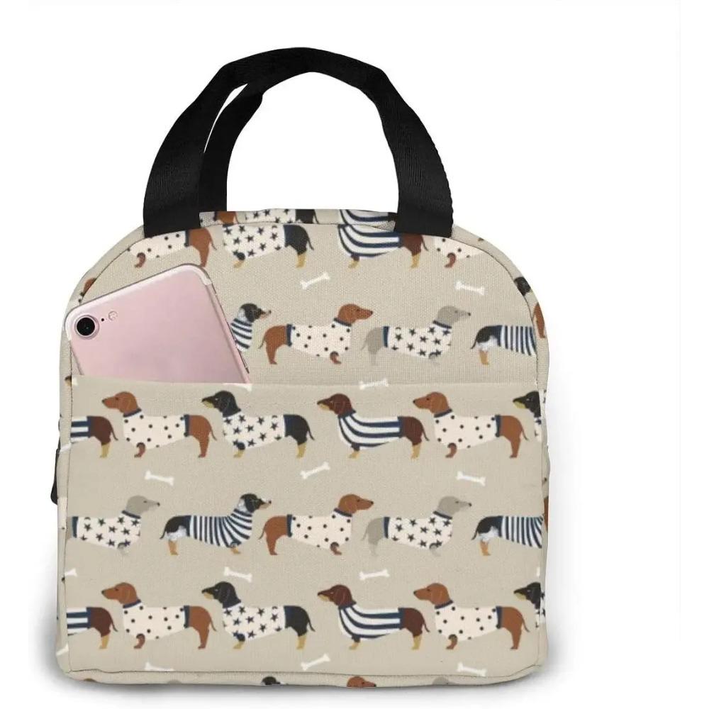 Xmas Cute Dachshund Dog Lover Animal Lunch Bag Small for Men Women Kids Outdoor Picnic Work School Lunch Box Bag Insulated Gift