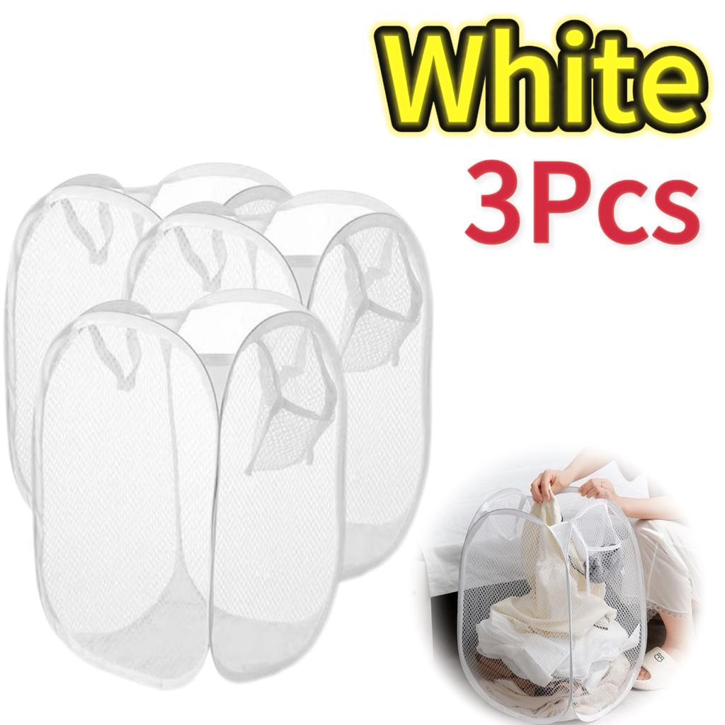 Portable Mesh Pop Up Laundry Hamper Wide Opening Breathable Collapsible Space-Saving Laundry Basket Dorm Travel Bathroom Items