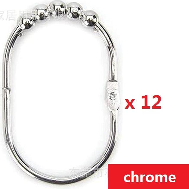 Depot Wide Shower Curtain Rings/Hooks Set, Decorative Polished Chrome Finish, 100% Rustproof Stainless Steel, Set of 12 Rings