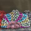 Rhinestone Women Evening Clutch Bag Diamond Chain Girls Wedding Bridal Prom Crystals Dinner Party Purse 11 Colors White/Green