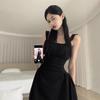 Hepburn Style Small Black Dress Temperament Vest Dress Women's Summer Niche Waist Thin Suspender Skirt a Word Short Skirt